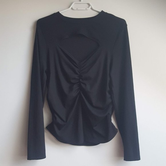 Shein Curve Ruched Solid Black Top 2XL - Picture 2 of 7